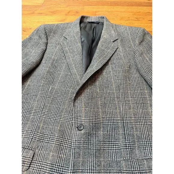 VTG Brooks Brothers EST 100% camel Hair hounds tooth check sport coat 42 XL